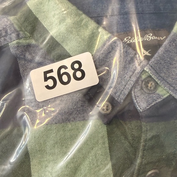 Eddie Bauer Classic Fit Plaid Flannel Shirt Green Blue Men’s M - Picture 8 of 8